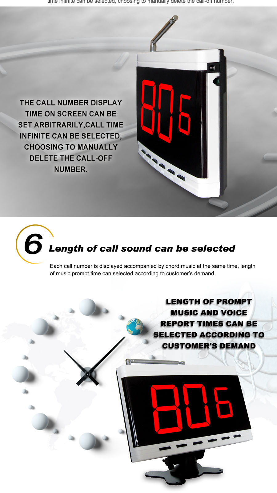 Wireless calling system digital number display receiver with 1 called ...